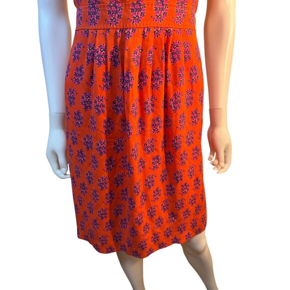 TORY BURCH 100% Silk Short Sleeve Mini Floral Orange Dress Size 0, EUC - Picture 2 of 8